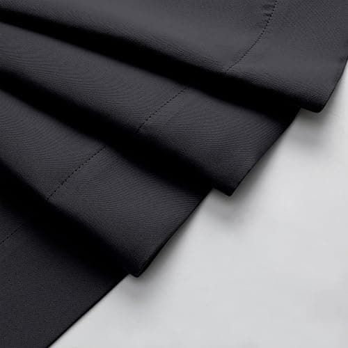 WelvetBLK Black Blackout Curtains for Bedroom Living Room 63 Inch Length 2 Panels Set, Soft Solid Room Darkening Thermal Insulated Window Treatments, Rod Pocket Dining Room Curtains, Black, 40"Wx63"L thumbnail 9