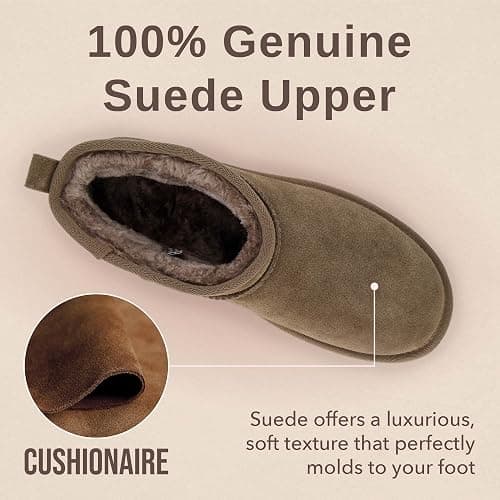 CUSHIONAIRE Hip 2 Genuine Suede Ankle Boots for Women, Cozy Faux Shearling Lining Pull On Winter Womens Boots thumbnail 6