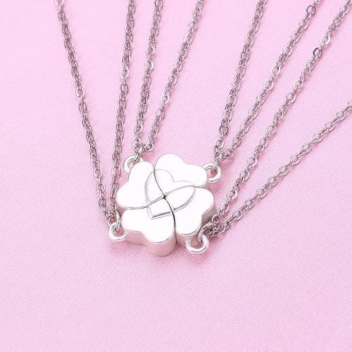 DOYYCA Friendship Necklace Magnetic Matching Four Leaf Clover Best Friend Necklace Gifts for Girls Women Magnet BFF Necklace for 4 thumbnail 3