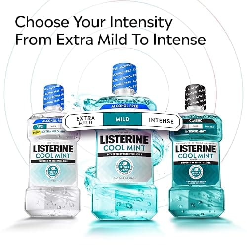 Listerine Cool Mint Intense Antiseptic Mouthwash, Daily Oral Rinse Kills 99.9% of Germs that Cause Bad Breath, Plaque and Gingivitis. For a Fresh, Clean Mouth, Intense Mint Flavor, 1.5 L thumbnail 8