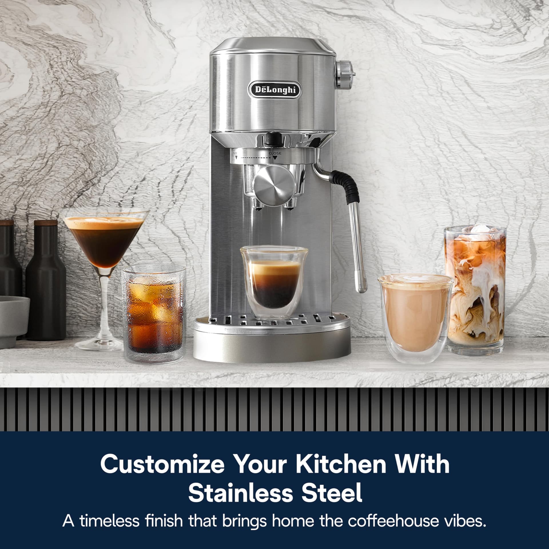 De'Longhi Dedica Duo Máquina de café espresso y Cold Brew, acero inoxidable, pantalla táctil, EC890M thumbnail 7