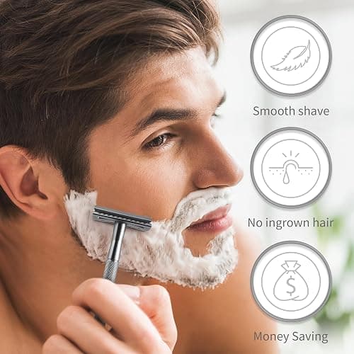 Bambaw Double Edge Safety Razor for Men & Women, Metal Razor with 5 Double Edge Safety Razor Blades, Eco-Friendly Razor – Silver thumbnail 4