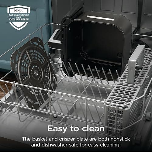 Ninja Air Fryer | 5 QT Capacity fit up to 4lbs of Fries | 5-in-1 Air Fry, Bake, Roast, Reheat, & Dehydrate | 400°F | Air Crisp Technology | 1750 Watts | Nonstick Basket & Crisper Plate | Grey | AF142 thumbnail 9