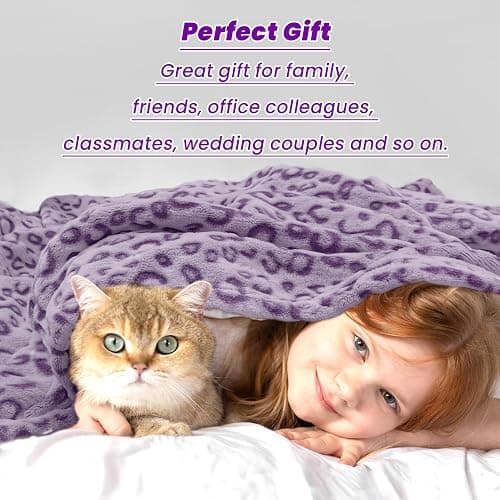 Purple Throw Blanket, Cozy Soft Warm Small Blanket for Couch Room Decor, All Season Purple Gifts for Kids Girls 40x50 Inches thumbnail 4