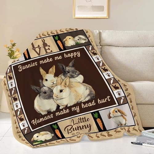 Bunny Throw Blanket Rabbit Bunny Stuff Gifts for Kids Girls Boys Adults Women Men Soft Cozy Warm Plush Fluffy Fuzzy Fleece Blanket 40''X50'' thumbnail 2