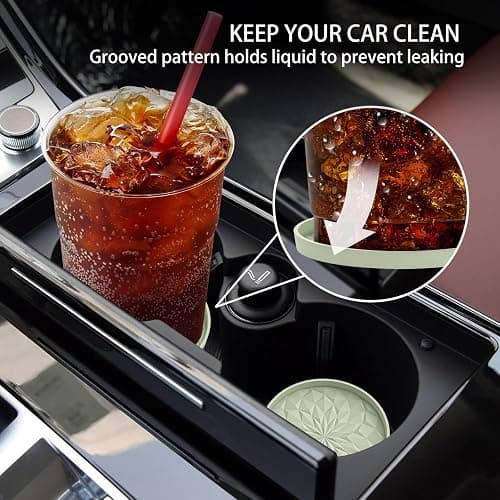 ME.FAN Car Coasters for Cup Holders [4 Pack] - 2.75In Silicone Auto Mug Mats - Universal Non-Slip Recessed Car Interior AccessoriesDesert Sage thumbnail 2