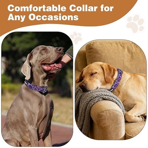 Kazazoo Heavy Duty Tactical Dog Collar Nylon Adjustable Reflective Dog Collar Soft Neoprene Padded for Small&Medium Dog, Purple Camo M thumbnail 4