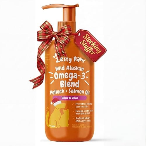 Zesty Paws Wild Alaskan Omega-3 Blend Pollock + Salmon Oil for Dogs and Cats- Skin and Coat Support, Omega 3 Supplement for Pets, 8.5oz - Image 1