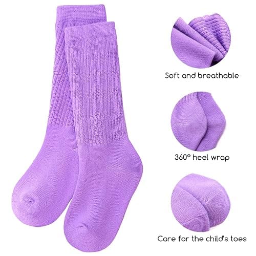 Auranso Little Girl Slouch Socks Knee High Cotton Socks 9 Pairs Girls Long Crew Socks - 9-12 Years - Color D thumbnail 3