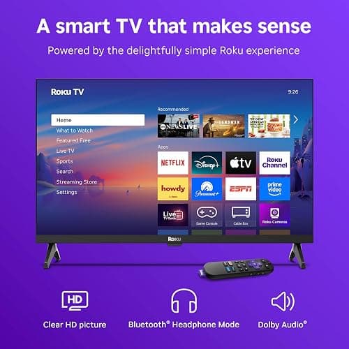 Roku Smart TV – 24-Inch Select Series, 720p HD TV – Roku TV with Voice Remote – Flat Screen LED Television with Wi-Fi for Streaming Live Local News, Sports, Family Entertainment thumbnail 3