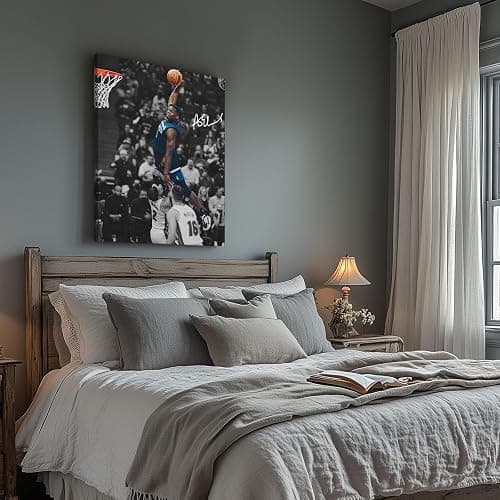 NBA Canvas Wall Art Decor - Anthony Edwards Iconic Dunk, Timberwolves Slam Dunk Action, High-Flying Basketball Moment, Sports Poster for Home or Game Room Wall Decoration 12x16 thumbnail 3