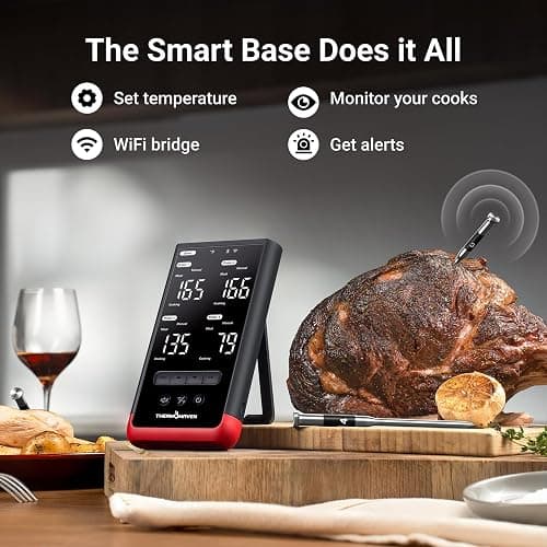 ThermoMaven Smart Bluetooth Wireless Meat Thermometer: Standalone Base, WiFi Unlimited Range, 6 Sensors with NIST Certified Accuracy, 4 Probes for Kitchen, BBQ, Grill, Oven, Smoker, Rotisserie thumbnail 2