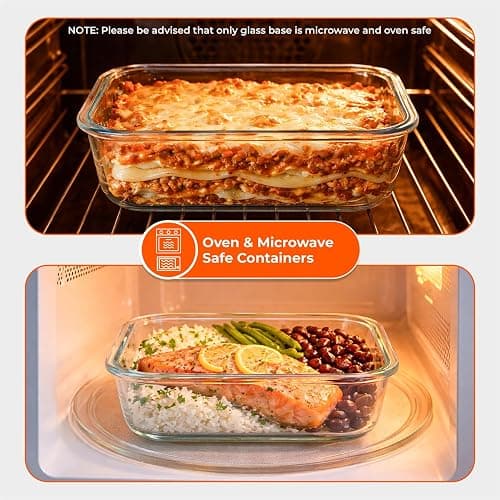 Innoteck 5 Pack 1040ml Orange Glass Food Storage Containers with Lids | Borosilicate meal prep containers with airtight leakproof locking lids, dishwasher safe for food storage and leftovers. thumbnail 5