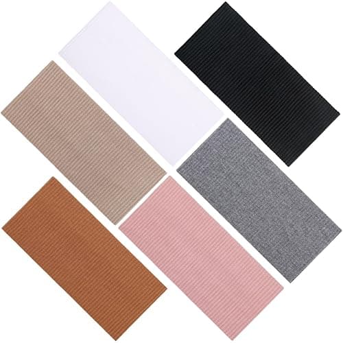 XTREND 6 Packs Knitted Wide Headbands for Women Ribbed Headband Non Slip Boho Head Bands Thick Hairbands Workout Outdoor Yoga Sports Hair Accessories (Black, White, Dark Gray, Khaki, Caramel, Pink) - Image 1