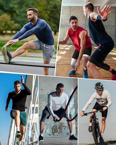 Roadbox Mens Compression Shirt, Cool Dry Long Sleeve Workout Shirts, Running Athletic Football Gym Base Layer Tops UPF 50+ thumbnail 6