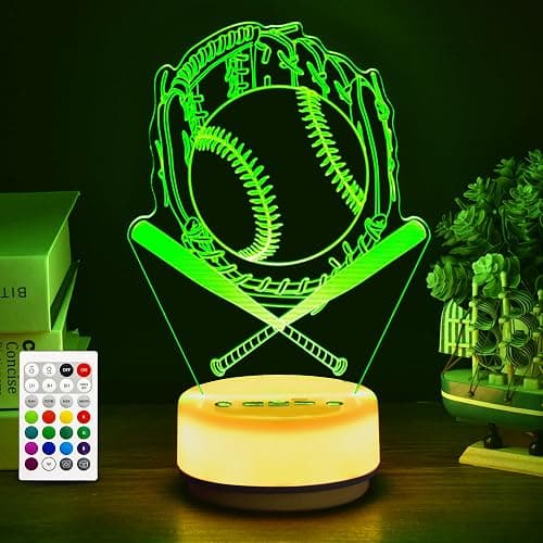 KYMELLIE Baseball Gifts Night Light for Kids-Sports Baseballs Decor Bedside Lamp for Baseball Fan, 14 Color with Remote Control/Buttons + Timer + Dim Function, Birthday Holiday Gift for Boys & Girls thumbnail 8