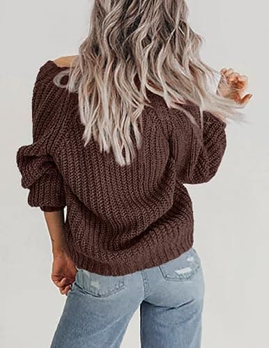 Zeagoo Women's 2025 Fall Chunky Knit Cardigans Open Front Long Sleeve V Neck Button Loose Cardigan Sweaters thumbnail 4