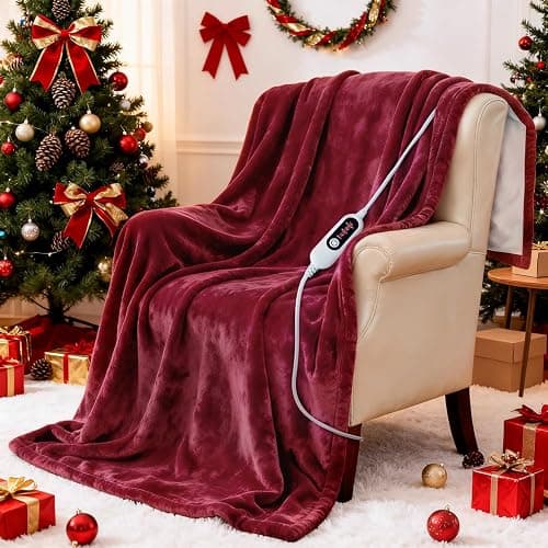 Heated Blanket Electric Throw, 50" x 60" Heating Blanket with 5 Levels & 10 Hours Auto Off, Extremely Soft Flannel Warm Blanket Gifts Over-Heat Protection, ETL Certified Machine Washable - Image 1