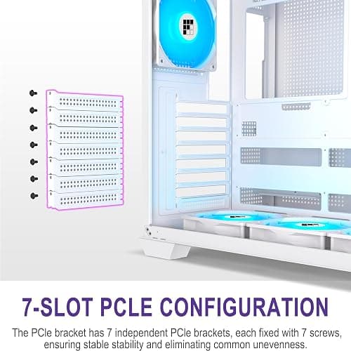 FOIFKIN F600 PC Case - Pre-Installed 7 PWM ARGB Fan, ATX Mid-Tower Gaming PC Case, 270° Panoramic Glass with Type-C, FOIFKIN (White, F600) thumbnail 7