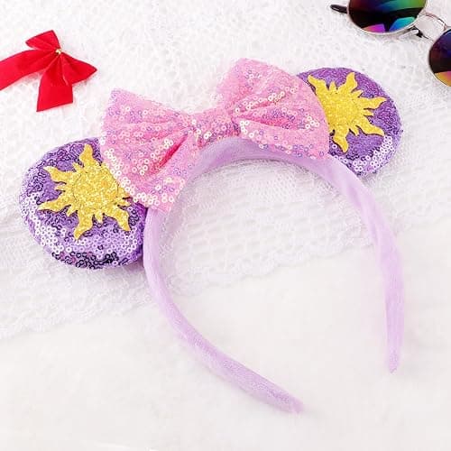 DRESHOW Oreilles de Souris Arc Bandeaux Paillettes Décoration de Fête Cosplay Costume pour Filles et Femmes thumbnail 3