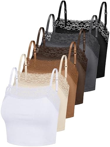 Bencailor 6 Pcs Women's Lace Camisole Spaghetti Strap Bralettes Crop Tops Half Cami Bandeau Tank - Image 1