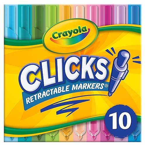 Crayola Clicks Retractable Markers - Bold (10ct), No Dry Washable Markers for Kids, Click Markers for School, Must Have Coloring Supplies, Gifts - Green/Blue/Red thumbnail 5