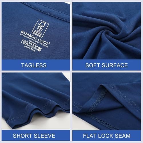 BAMBOO COOL Men's Undershirt Moisture-Wicking T-Shirts Stretch Crewneck Soft Tees for Men,3 Pack thumbnail 5