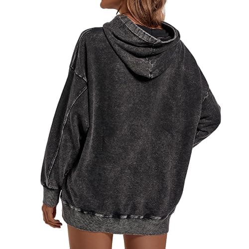 Wrenpies Oversized Vintage Hoodie for Women Cotton Loose Fit Baggy Hooded Sweatshirt Trendy Basic Acid Wash Pullover Top thumbnail 5
