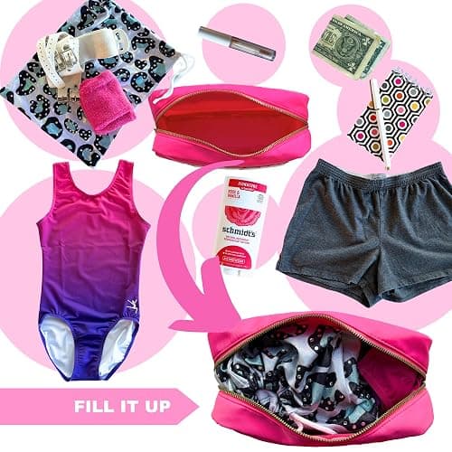 GymnasticsHQ Gym STUFF Pink Gymnastics Makeup Bag - a perfect bag for holding all your gymnastics accessories thumbnail 6