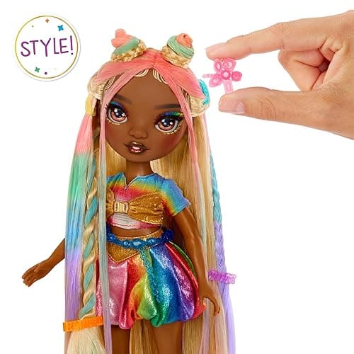 Rainbow High Hair Chalk & Style Meline – Rainbow & Gold 11” Doll. Washable Rainbow Hair Chalk, Color, Style, Play, Rinse & Repeat. Kids Gift 4-12+ thumbnail 5