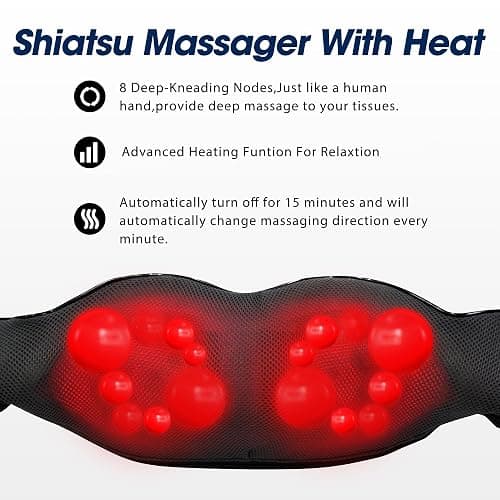 UFFAE Shiatsu Neck and Back Massager with Heat, Electric Deep Tissue Kneading Neck and Shoulder Massage, Best Gifts for Women Men Mom Dad Mothers Fathers Day Birthday Gift (NOT Cordless) thumbnail 2
