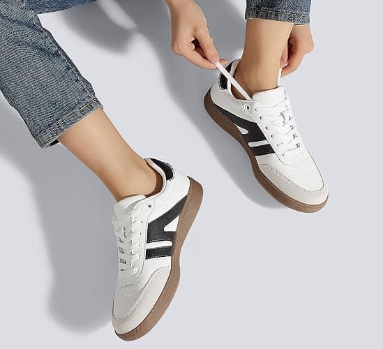LUCKY STEP Women Classic Retro Gum Sole Fashion Sneakers Casual Tennis Skate Shoe Genuine Leather Walking Footwear Anti Slip Trainers thumbnail 2