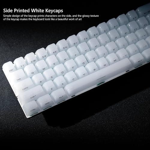 Womier Keyboard Keycaps Jelly - Ceramic Keycaps Style, Clear White Key Cap, Transparent Side Printed Custom 60 65 75 100 Percent for Cherry MX, Outemu, Gateron Mechanical Keyboards(MDA Profile) thumbnail 3