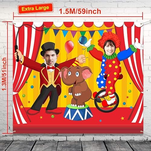 Blulu Carnival Backdrops for Party Circus Decorations 59 x 51 Inch Carnival Photo Door Banner Circus Theme Banner Photo Props Large Backdrop for Decorations Games Supplies thumbnail 2