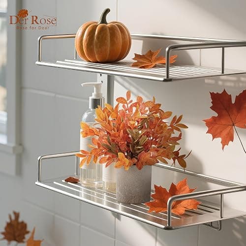 Der Rose 3 Pack Fake Plants Warm Orange Faux Plants for Fall Table Decor | Orange maple-toned eucalyptus, lightweight and compact, maintenance-free, autumn accents for shelf kitchen bedroom entryway thumbnail 7