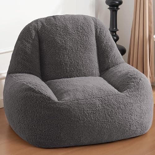 Homguava Bean Bag Chair Sherpa Bean Bag Lazy Sofa Beanbag for Adults, Teens with High Density Foam Filling Modern Accent Comfy Chair for Living Room, Bedrooms - Image 1