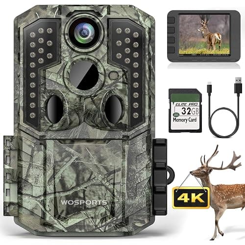 WOSPORTS Trail Camera,48MP 4K 0.2S Trigger Motion Activated,Game Camera with Night Vision IP66 Waterproof 2.0''LCD 120°Wide Trail Cam Lens for Outdoor Scouting Wildlife Monitoring Home Security - Image 1