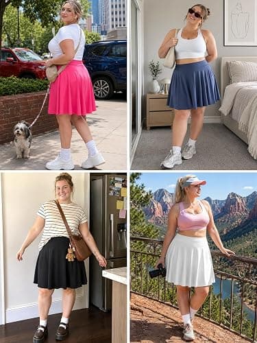 Moon Wood Plus Size Knee Length Golf Skirts for Women 20" High Waisted Athletic Tennis Skorts for Travel Daily thumbnail 6
