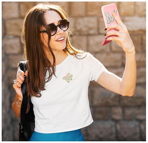 Aganmi Personalized Gifts Small LED Pink Mirror with Lights for Teen Girl | Trendy Stuff,Folding Compact Mirror,Preppy 1X/2X Magnification Travel Makeup Pocket Mirror for Women,Pearl Initial (M) thumbnail 2
