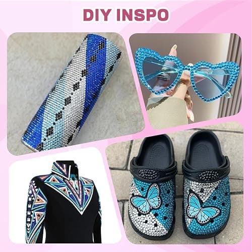 20000Pcs Blue Rhinestones for Bedazzling Kit with 3Pcs B7000 Jewelry Glue, Resin Rhinestones for Crafting Crafts，Bedazzler Kit Flatback Gems for Clothing Shoes Tumblers Nail Art thumbnail 4