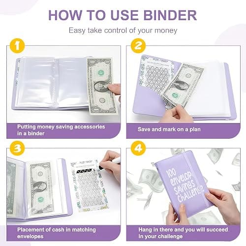 APMFHO 100 Days Money Saving Challenge Coin Envelope Budgetstorage Book, Money Saving Binder, Easy and Fun Way to Save $10,000 or $5,050, Saving Challenge Book with Family, Friends, Bestie thumbnail 6
