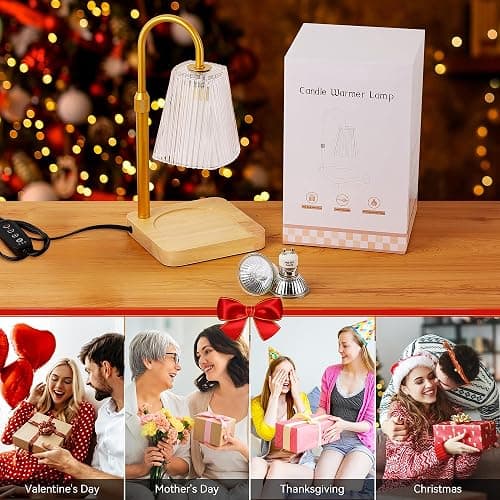 Candle Warmer Lamp Timer Adjustable - Height Wax Melt Electric Light Warming Dimmable Top Melter Heater for Melting Heating Small Jar Candles Gifts Women Mom Birthday Home Desk Decor with 2 Bulbs thumbnail 8