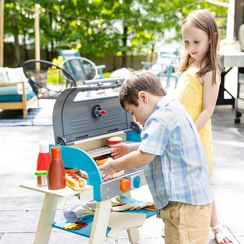 Melissa & Doug Deluxe Wooden Barbecue Grill, Smoker & Pizza Oven, Toy Food & Kids Play Kitchen Accessories, Preschool Learning Toys for Girls & Boys 3+ - FSC Certified thumbnail 7