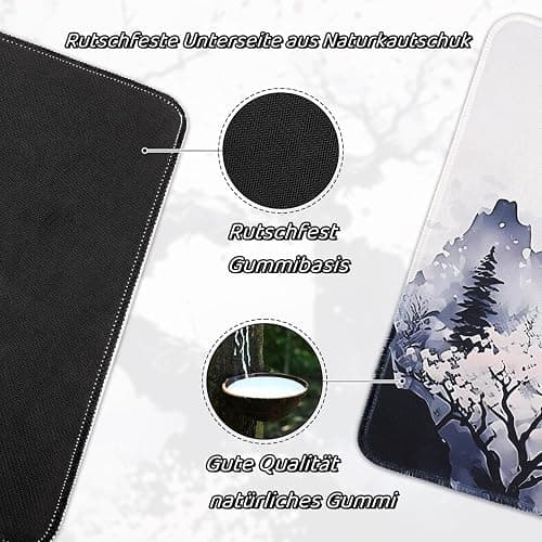 shangtushunli Japanische Weiße Mauspad, Große Kirschblüte Schreibtisch Matte, Anime Gaming Tastatur Matte, Rutschfeste Gummibasis, Großer Erweiterter Schreibtisch Schutz Für Home Office1 thumbnail 5