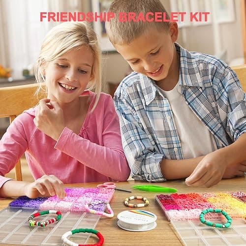 Redtwo 23000 Pcs Clay Beads Bracelet Making Kit 144 Colors 7 Boxes Flat Polymer Heishi Beads Set for Friendship Jewelry Making with Pendant Charms Crafts Gifts for Girls Ages 6-12 Kids Adults thumbnail 7