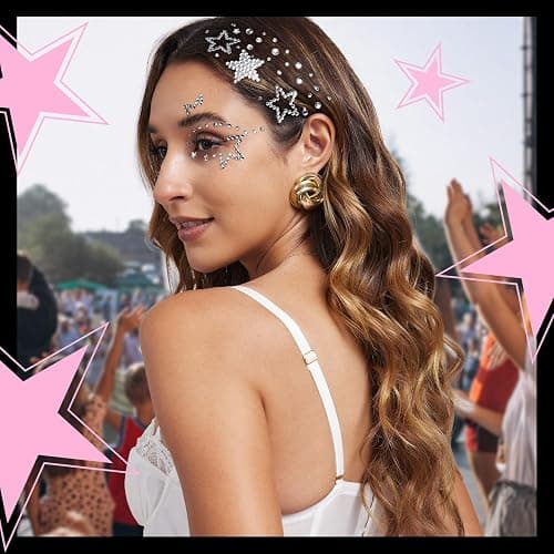 YGDZ Face Gems Face Jewels, Self Adhesive Hair Gems Festival Star Rhinestone Stickers for Face, Eye, Makeup, Body, Stick on Gems, Rave Accessories, Y2K Star Face Stickers for Kids, Women thumbnail 2