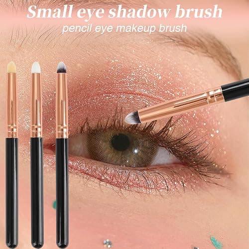 Urtlia Professional Small Pencil Eyeshadow Brush 8Pcs for Eye Shadow Eyeliner Smudge Blending Precision Perfect Cut Crease Makeup Brushes Tool Set（Black-EA01） thumbnail 4