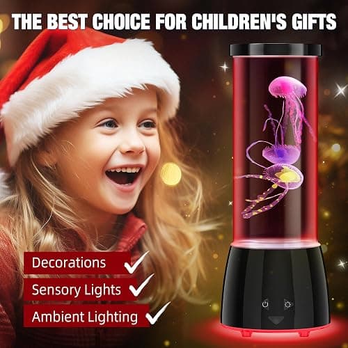 GuardWee Jellyfish Lamp, Jellyfish Aquarium Sensory Mood Table Lamp with 17 Color Changing Modes - Remote Control & USB Rechargeable for Bedroom/Office, Christmas/Birthday Gifts for Kids/Adults thumbnail 4