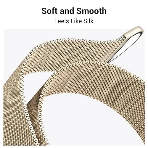 WANLISS Original Metal Milanese Loop Compatible with Apple Watch Band 38mm 40mm 41mm 42mm 44mm 45mm 49mm for Women Men, Magnetic Steel for iWatch Se Ultra Series 10 9 8 7 6 5 4 3 2 1,Champagne gold thumbnail 2