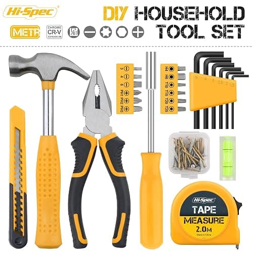 Hi-Spec Small Tool Kit Compact Set for Home and Office DIY, 25-Piece Yellow Mini Tool Box for Basic Household Repairs, Starter Toolkit in a Portable Toolbox Case. thumbnail 2